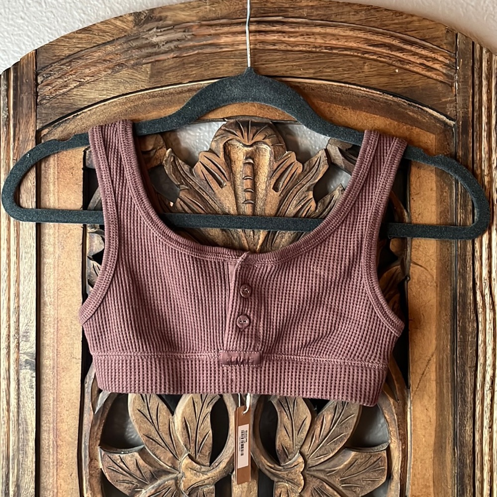 NWT SKIMS Garnet Waffle Knit Bra